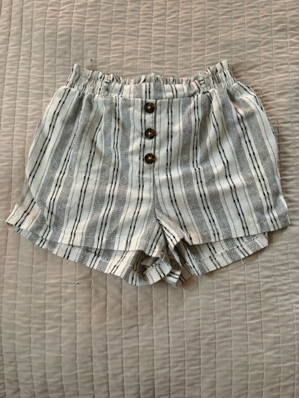 Sienna Sky White and Black Striped High Waist Shorts
